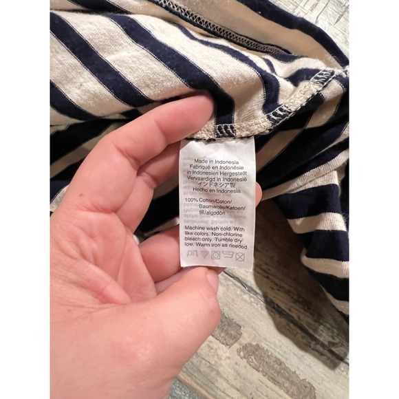 Madewell Womens Blue Striped Bell Sleeve Turtle Neck Top Sx L Preppy Minimalist - Picture 5 of 7